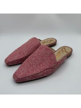 Sam Edelman Eiko Woven Tweed Mules Pink Women Size 8M  Slip On Pointed Toe